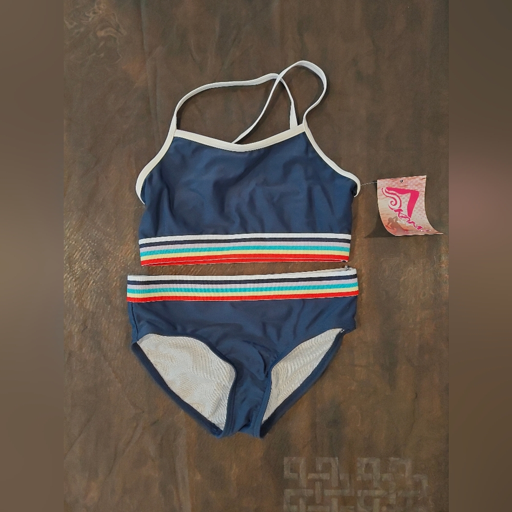 🤍❗ NWT Kanu Surf Girls Rainbow Tanya Bikini Two Piece Swimsuit Size 14